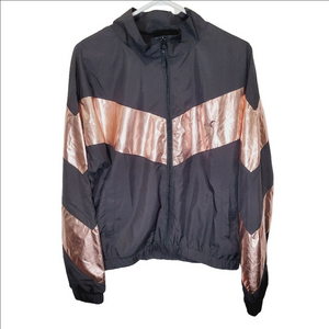 ZYIA Pink Shine Black and Rose Gold Windbreaker Jacket